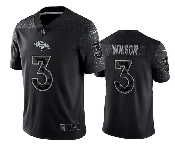 Men's Denver Broncos #3 Russell Wilson Black Reflective Limited Stitched Football Jersey Men's Denver Broncos #3 Russell Wilson Black Reflective Limited Stitched Football Jersey